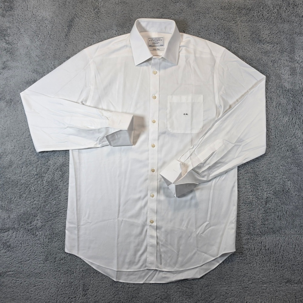 Charles Tyrwhitt Dress Shirt Men 16/36 White Slim Fit Non Iron French Cuff Twill - Picture 2 of 8